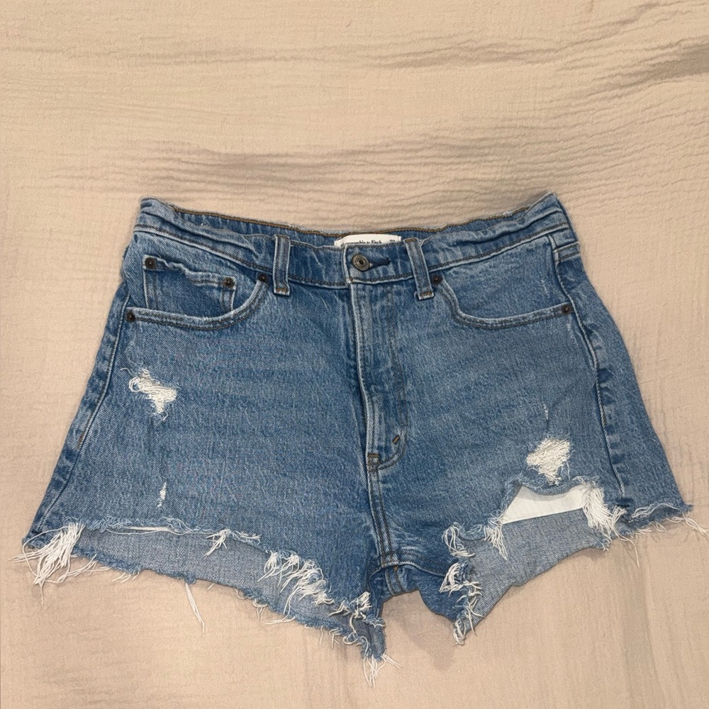 Abercrombie & Fitch Blue Distressed Jean Shorts